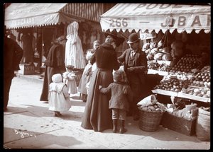 Vista, mulheres, crianças, shopping, fruta, vegetal, levantar, 266, 7, avenida, novo